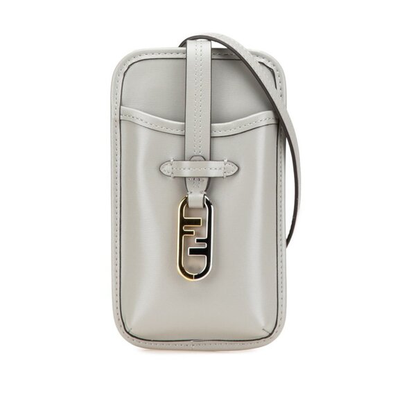 FENDI Gray Leather Shoulder Bag